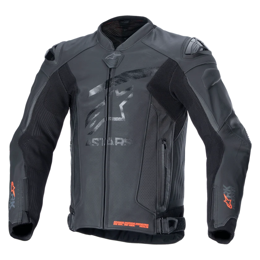 Alpinestars - GP Plus R V4 Black/Black Rideknit Leather Jacket V-Neck Jacket Boat Neck Jacket Square Neck Jacket