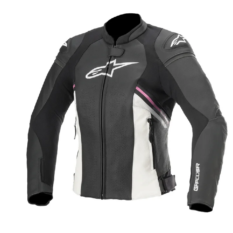 Alpinestars - Stella GP Plus R V3 Airflow Black/Pink Leather Jacket Faux Fur Fabric Real Fur Fabric Shearling Fabric