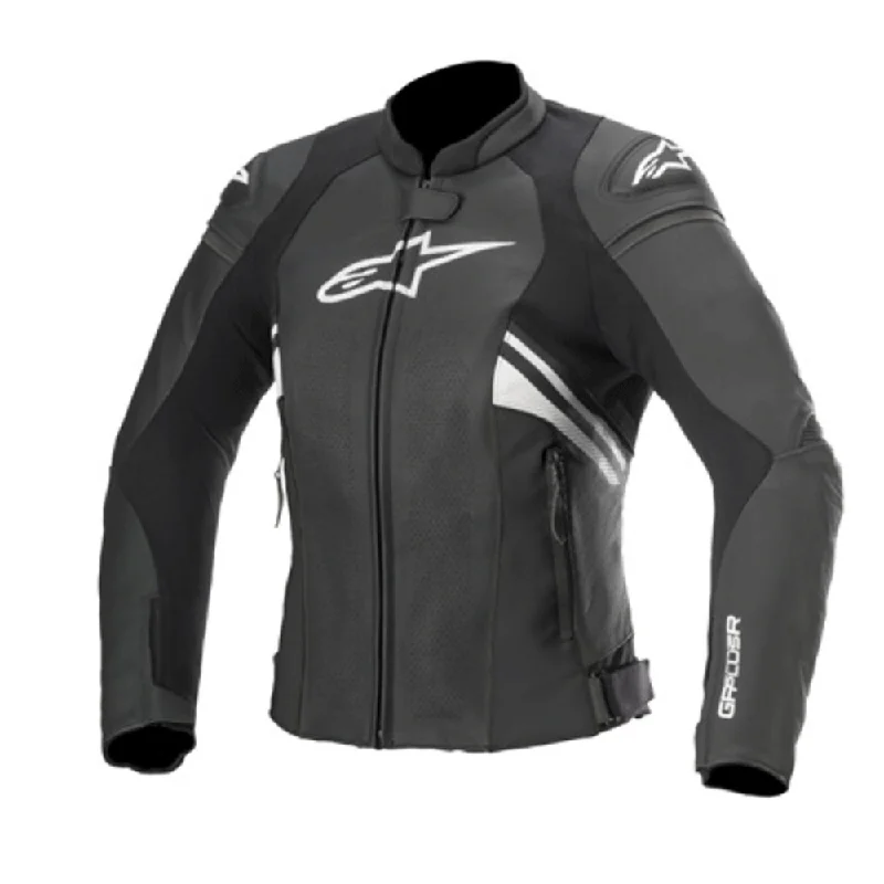 Alpinestars - Stella GP Plus R V3 Airflow Black Leather Jacket Zip Front Button Front Snap Front