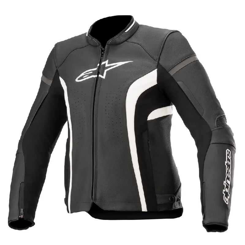 Alpinestars - Womens Kira V2 Black/White Leather Jacket Fleece Jacket Down Jacket Feather Jacket