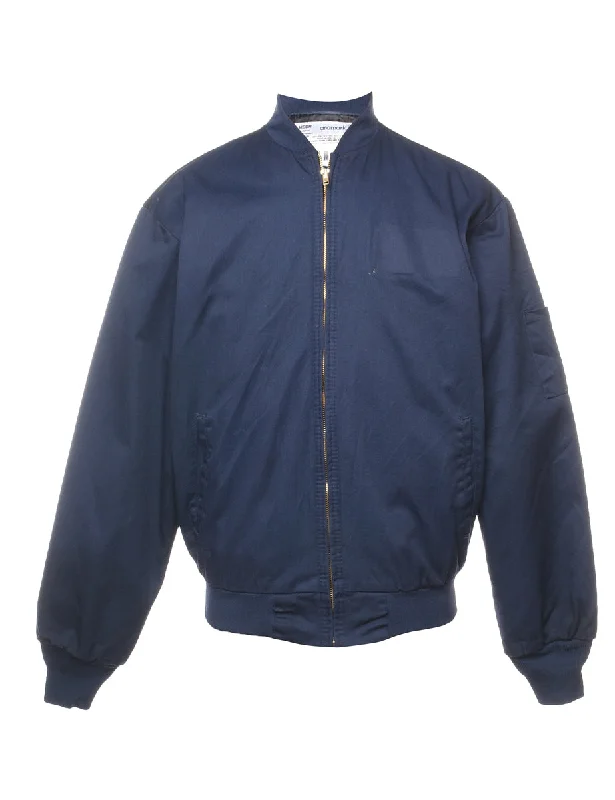 Aramark Navy Zip-Front Bomber Jacket - L Chenille Fabric Brocade Fabric Lace Fabric