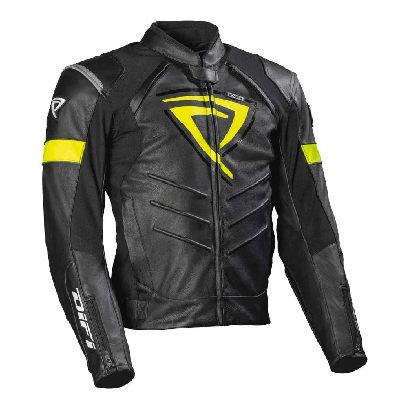 Difi - Monza Black/Yellow Leather Jacket Nylon Jacket Polyester Jacket Spandex Jacket