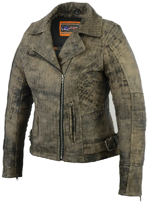 DS836 Women's Updated Stylish Antique Brown M/C Jacket Mesh Jacket Canvas Jacket Denim Jacket