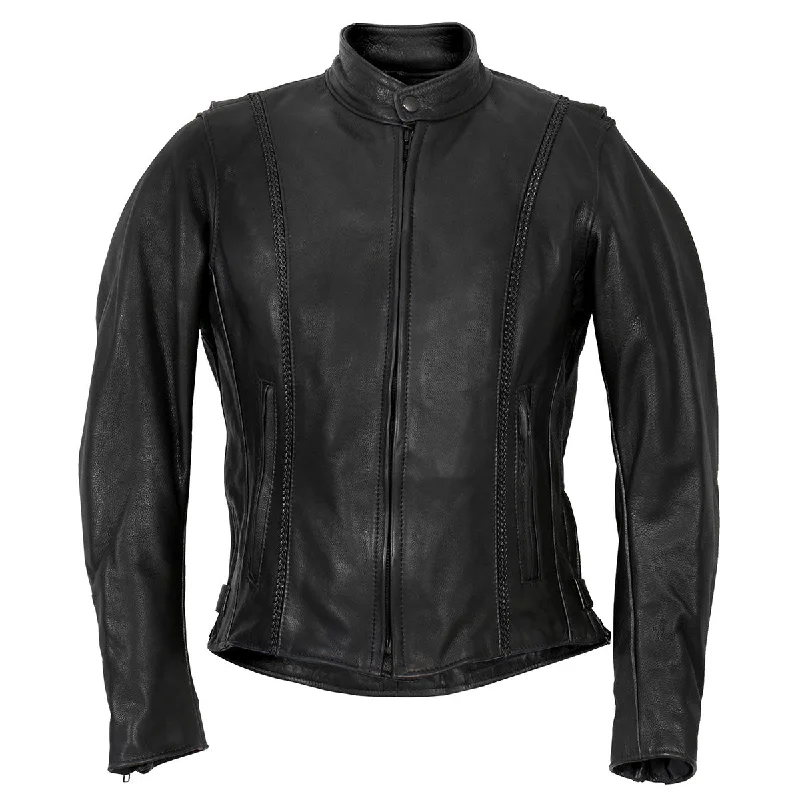 Hot Leathers JKL5002 USA Made Ladies Clean Cut Black Leather Jacket Corduroy Jacket Velvet Jacket Brocade Jacket