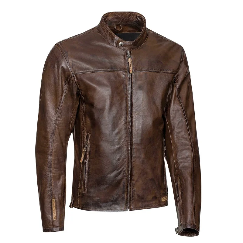 Ixon - Crank Leather Jacket Boat Neck Shawl Collar Notched Collar