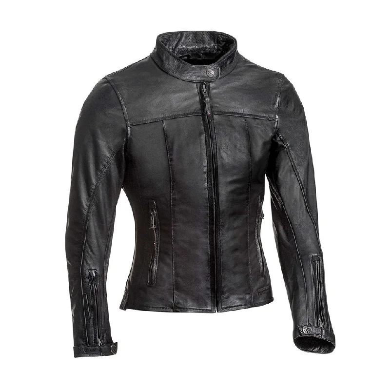 Ixon - Ladies Crank Leather Jacket Welt Pockets Slit Pockets Flap Pockets