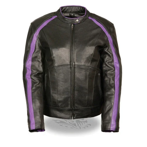 Ladies Black Leather Jacket with Purple Wing Detail 1952.08 Appliqued Jacket Beaded Jacket Sequined Jacket