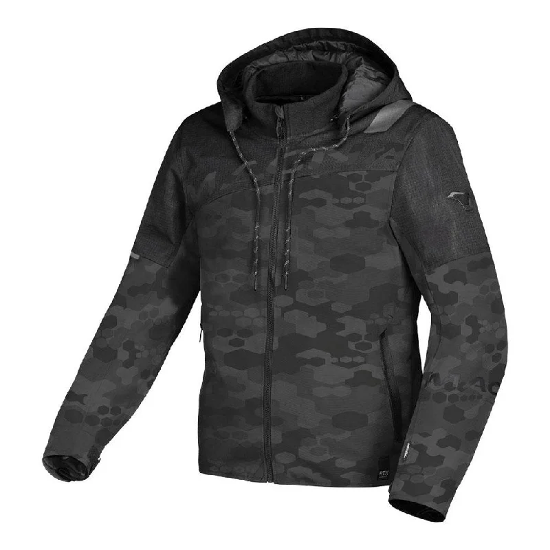 Macna - Racoon Black/Camo Jacket A-Line Jacket Boat Neck Shawl Collar