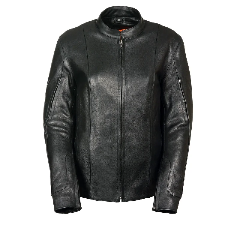 Milwaukee Leather MLL2520 Ladies Racer Black Leather Motorcycle Jacket Jersey Jacket Tulle Jacket Batik Jacket