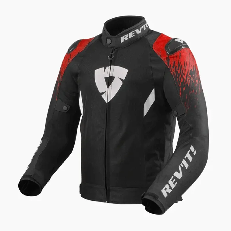 Rev-It - Quantum 2 Air Black/Red Jacket Collared Jacket Crew Neck Jacket Turtle Neck Jacket