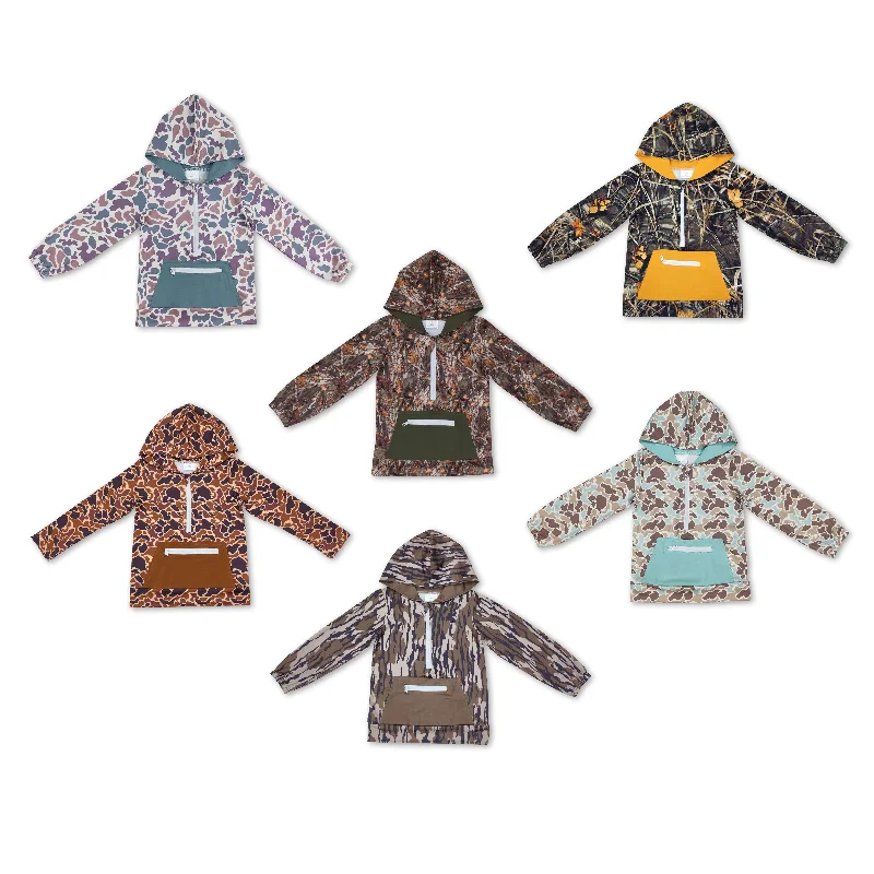 RTS NO MOQ Camouflage zipper hooded pocket long sleeve pullover jacket Quilted Jacket Puffer Jacket Insulated Jacket