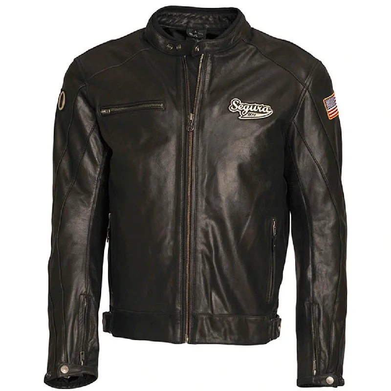 Segura - Steevy Black Leather Jacket Front Pockets Side Pockets Patch Pockets