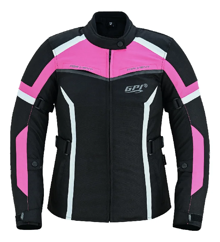 Women’s All-Season High Premium Quality Soft Motorcycle Jacket with 4 Pockets – Pink/Black Ribbed Jacket Pleated Jacket Ruffled Jacket