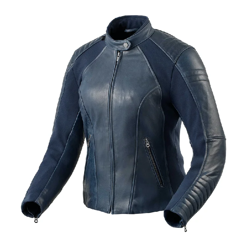 Turbo Blue Motorcycle Leather Jacket Tailored Jacket Straight Jacket A-Line Jacket