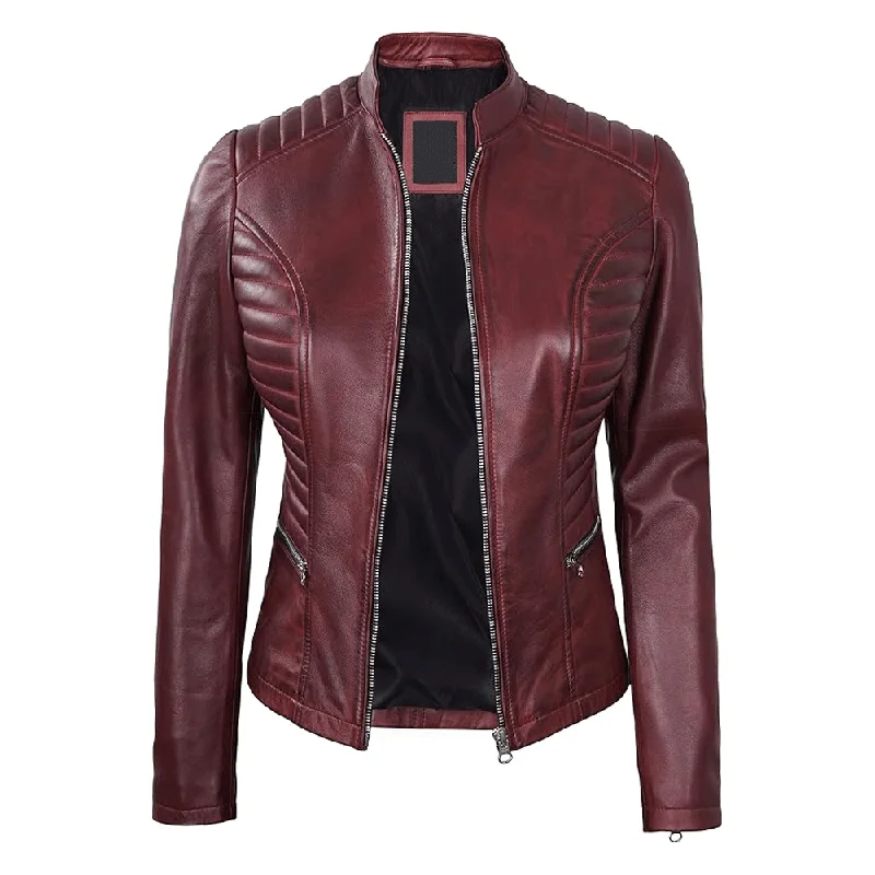 Turbo Women Leather Motorcycle Jacket Cardigan Sweater Pullover