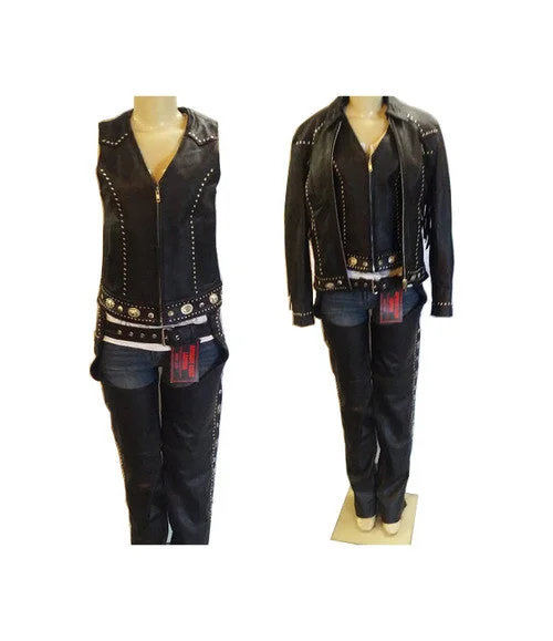 Ladies Leather Jacket with Studs and Concho 4265 Cotton Jacket Linen Jacket Terry Jacket