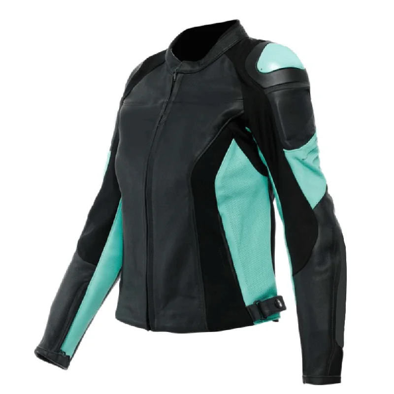 Women's Motorcycle Jacket Black Blue Green Leather Wool Jacket Cashmere Jacket Tweed Jacket