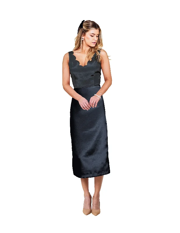 Audrey Bodice with Straight Skirt Midi in Classic Faille cashmere skirt rich