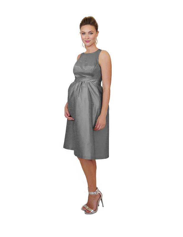 Chloe Bodice With Maternity Midi Skirt in Shantung satin skirt smooth