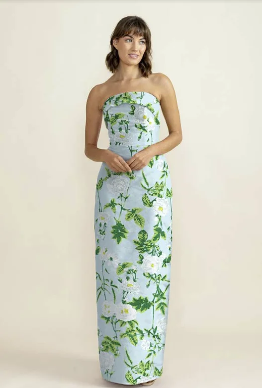 Eva Bodice with Brunch Skirt Floor in Camellia Jacquard linen skirt airy