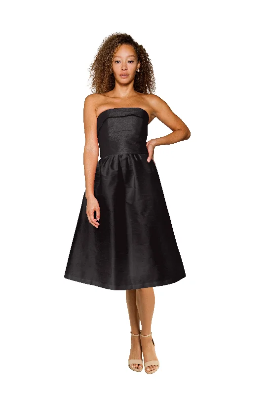 Eva Bodice with Gathered Skirt Midi in Shantung relaxed fit skirt