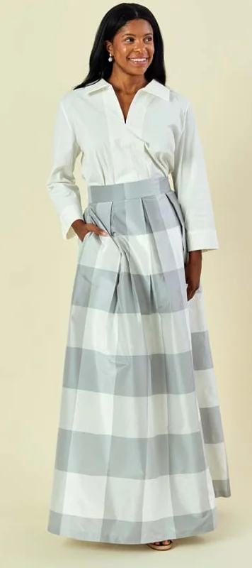 LulaKate Dahila Skirt in Gingham Dupioni relaxed fit skirt