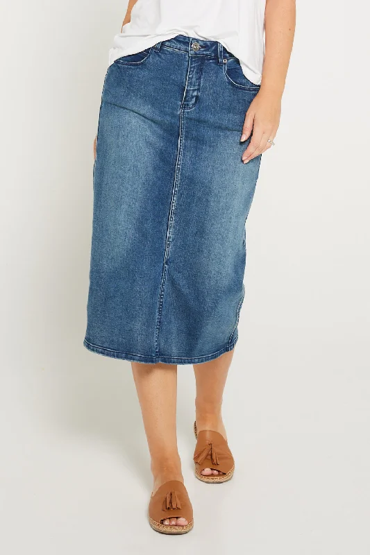 Hadley Denim Skirt - Mid Wash lightweight skirt design