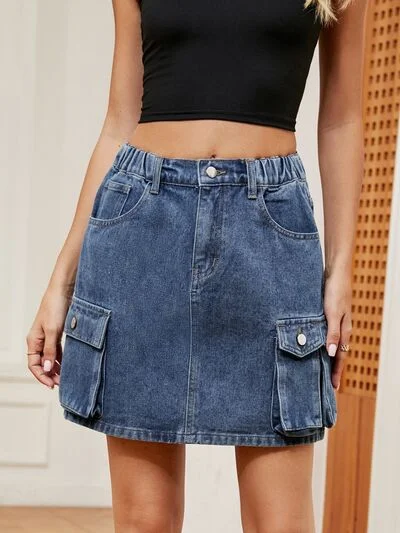 High Waist Denim Skirt chiffon skirt floaty