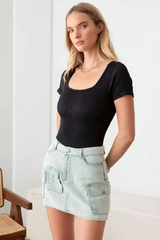 Le Lis High Waist Cargo Denim Mini Skirts wool skirt warm