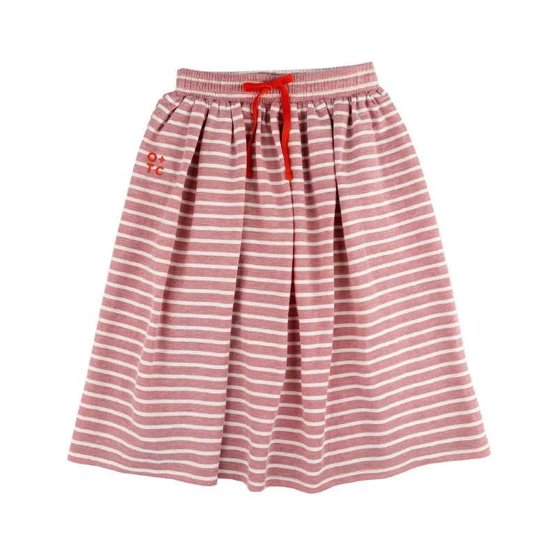 Olive And The Captain Hadley Midi Skirt - Coral Stripe wool skirt thick