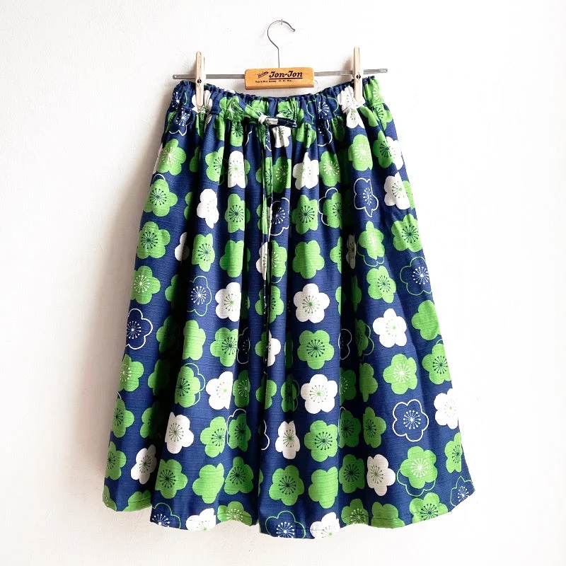 Shorties Long Skirt - Japanese Flower Blue/Green corduroy skirt durable