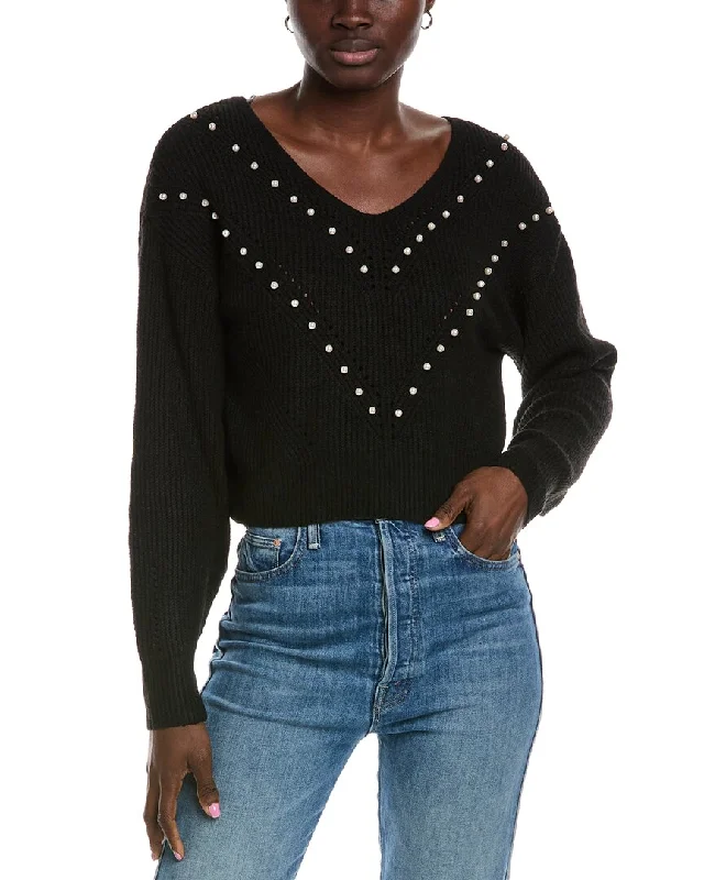 Brook + Lynn V-Neck Sweater Graphic Sweater Embroidered Appliqued