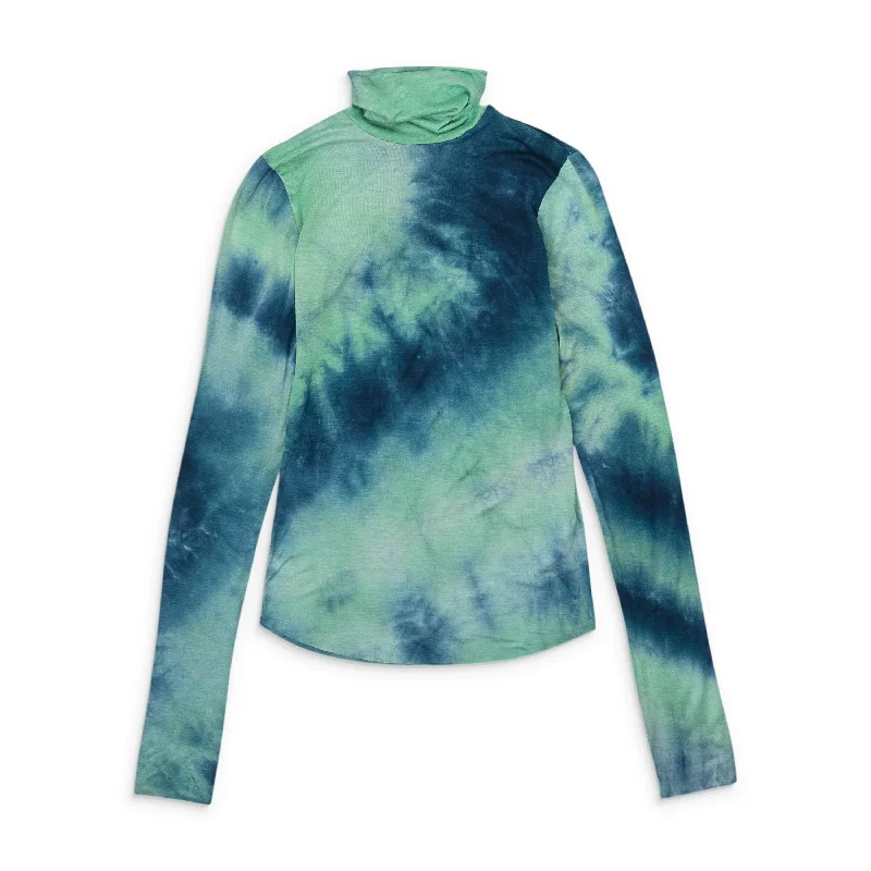 CALLIPYGIAN LONG SLEEVE GREEN BLUE TURTLENECK SWEATER Terry Blend Velvet Blend Canvas Blend