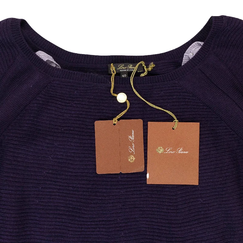 CASHMERE SCOOP NECK DEEP PURPLE SWEATER Lace Blend Ribbed Blend Corduroy Blend