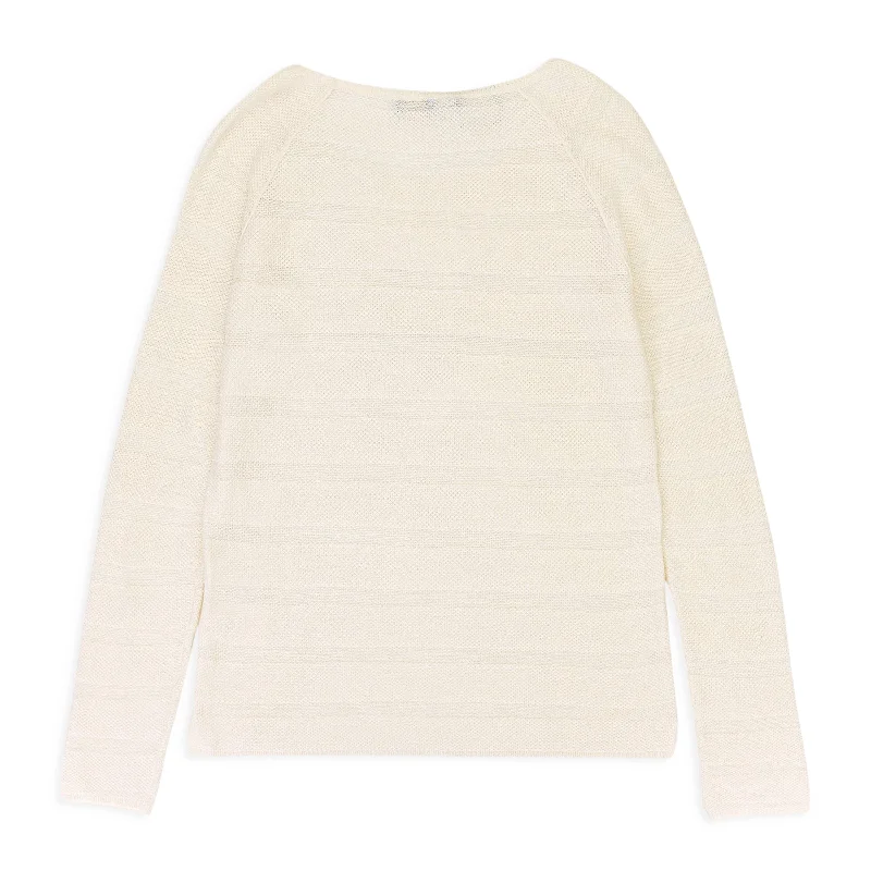 CASHMERE SCOOP NECK WHITE SWEATER Print Jacquard Patchwork