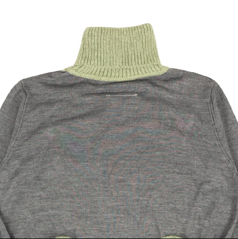 COLORBLOCK TURTLENECK GRAY, SAGE SWEATER Layered Multi-layer Single Layer