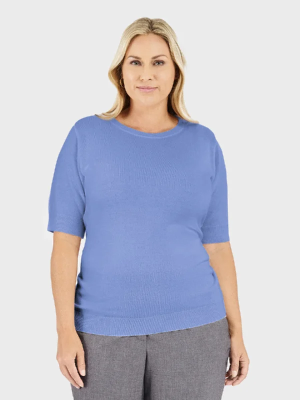 Ladies' Sloane Crewneck Sweater - Peri Blue Solid Print Embellished