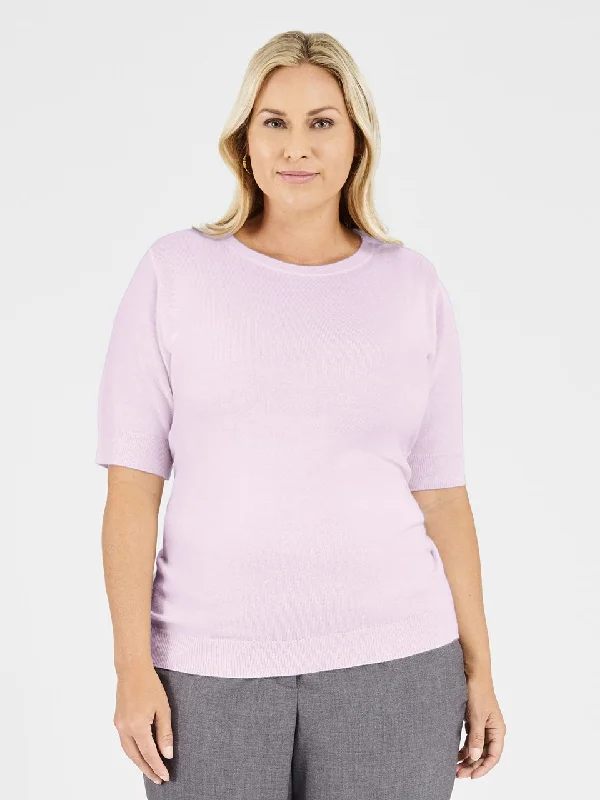 Ladies' Sloane Crewneck Sweater - Soft Pink Zippered Buttoned Snapped