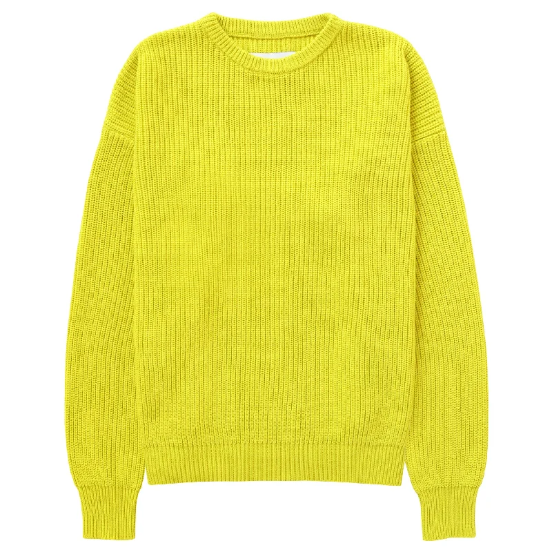 Cotton Knit Sweater Citrus - Unisex Ribbed Striped Patterned