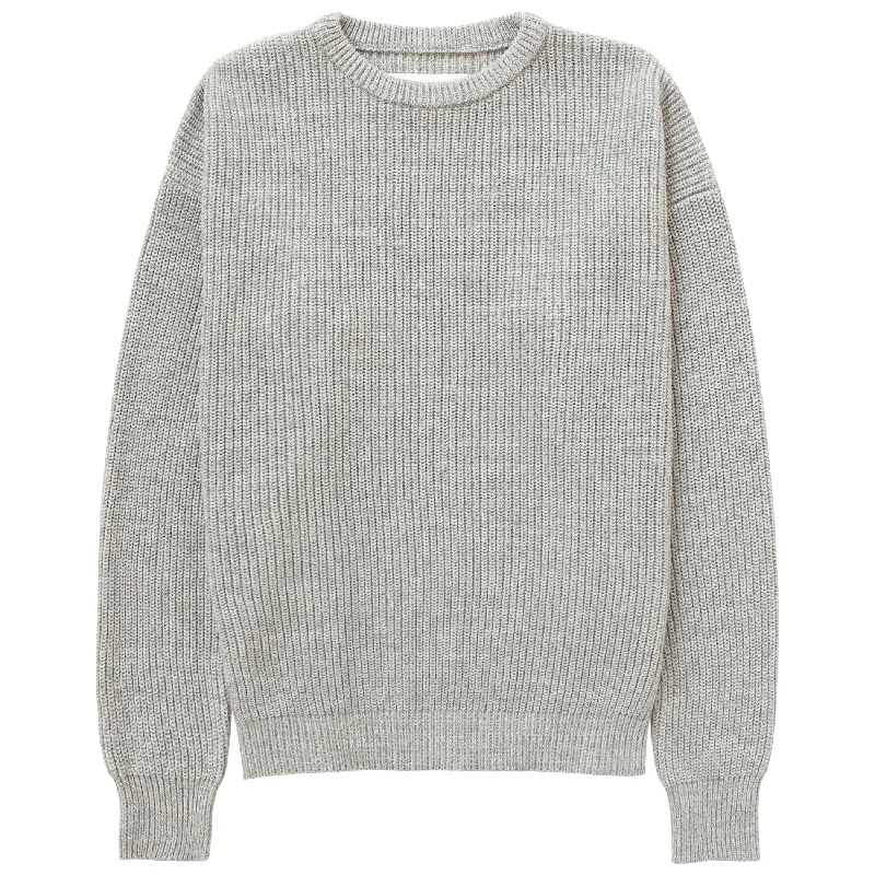 Cotton Knit Sweater Heather Grey - Unisex Elegant Classic Vintage