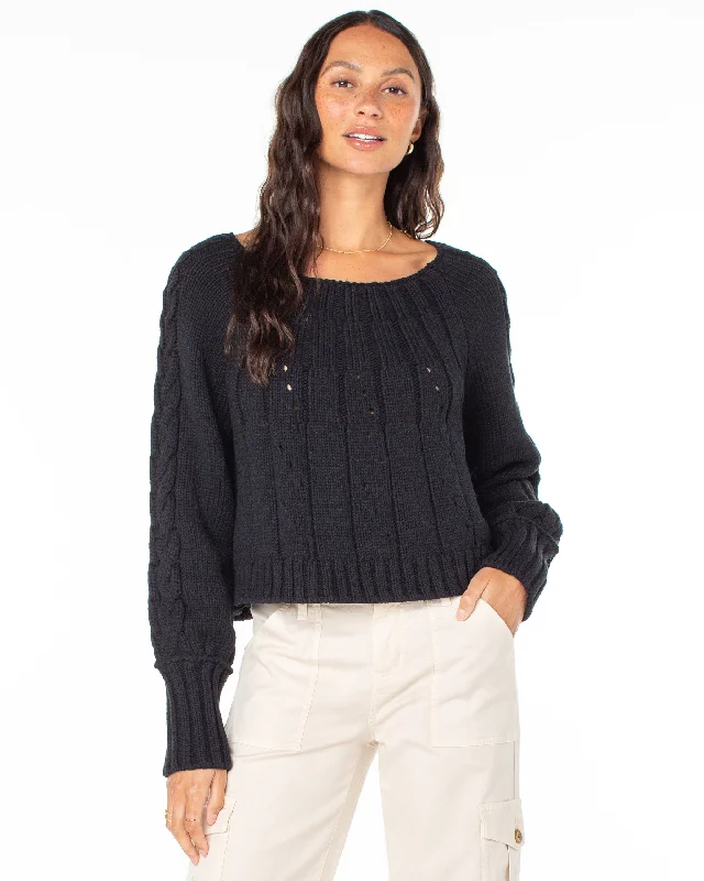 Day Dream Boat Neck Sweater - Anthracite Bright Pastel Dark