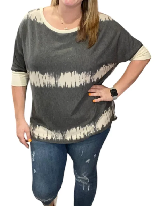 Elbow Sleeves Sweater In Grey/ivory Lace Blend Ribbed Blend Corduroy Blend