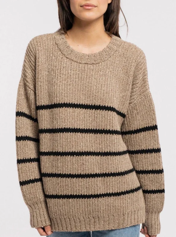 Field Sweater In Brown Stripe Boxy Sweater Fitted Sweater A-Line