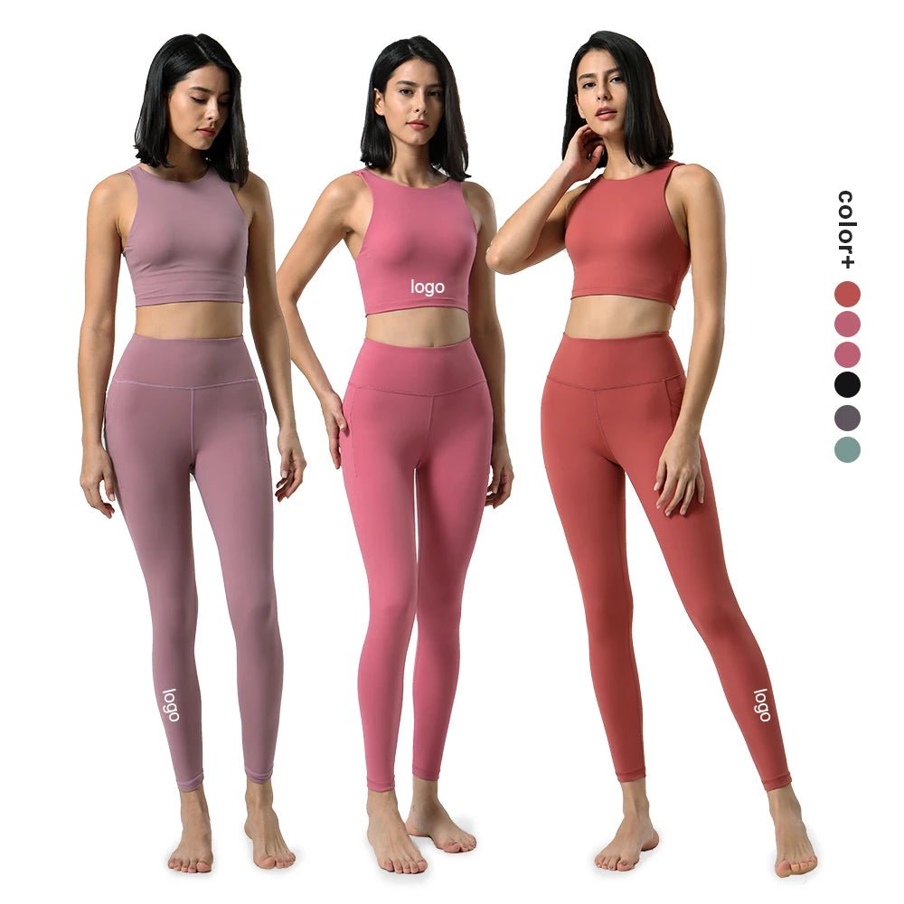 New gym fitness sets High Waist Squat Proof Leggings Active Wear Sport Bra Gym Pants Private Label Fitness Yoga Set Trendy Sports Performance Leggings