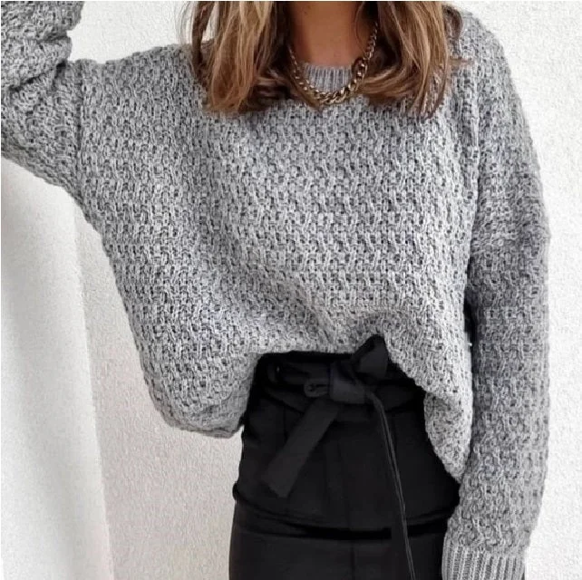 Italian Long Sleeve Knitted Sweater Turtle Neck Boat Neck Asymmetrical Neck