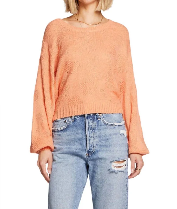 Mimi Sweater In Orange Spandex Rayon Corduroy