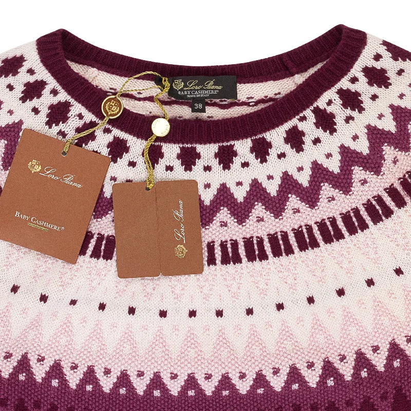 PATTERNED CREW NECK BURGUNDY SWEATER Bright Pastel Dark