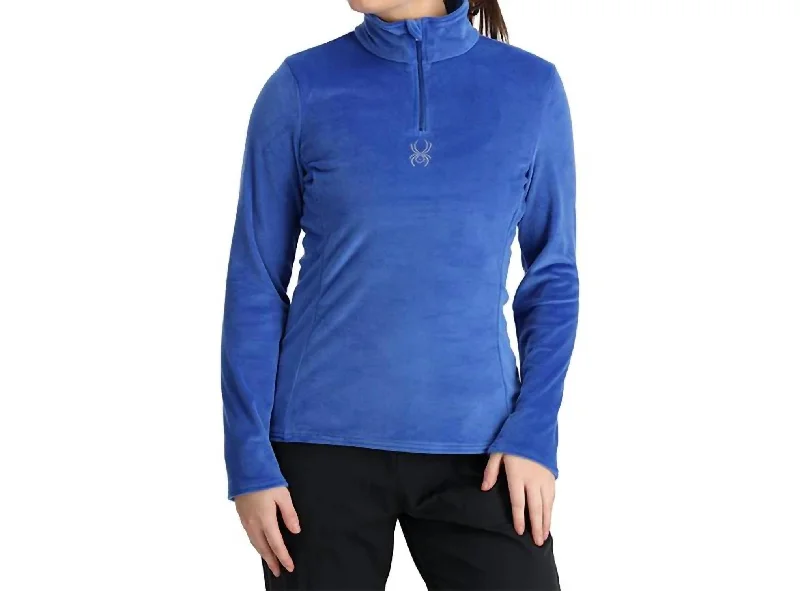 Shimmer Bug 1/2 Zip Sweater In Electric Blue Elegant Classic Vintage