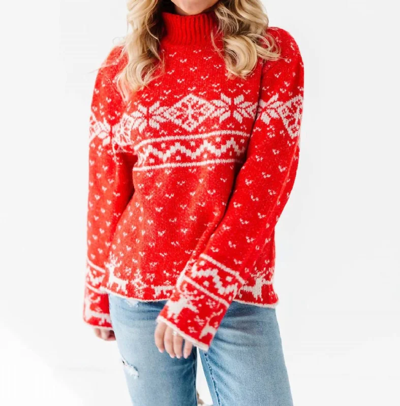 Sleigh Ride Holiday Sweater In Red Thin Thick Dense