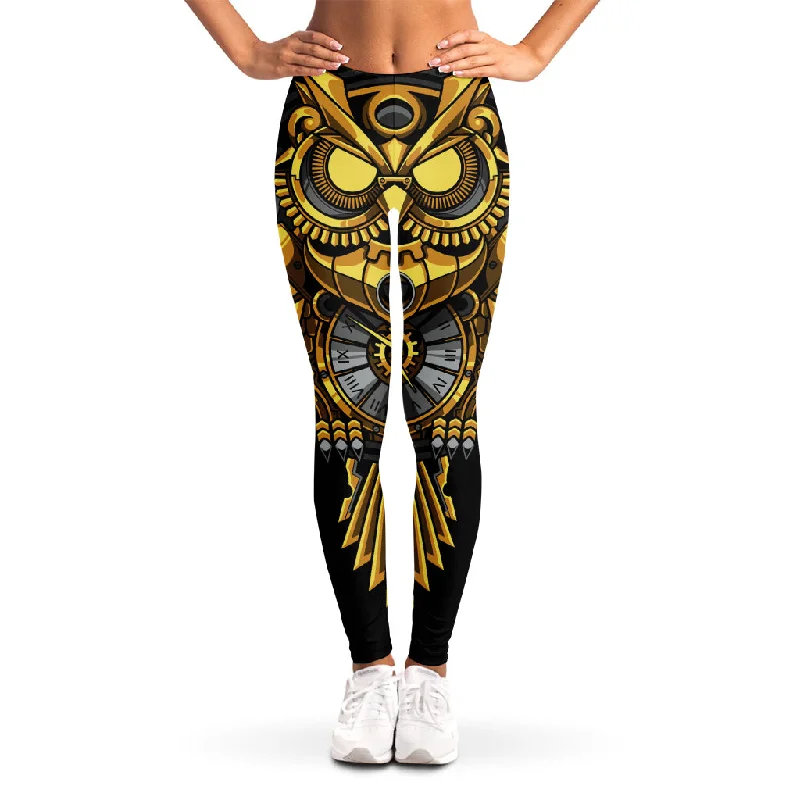 Steampunk Owl Print Women's Leggings Cozy Fashion Leggings